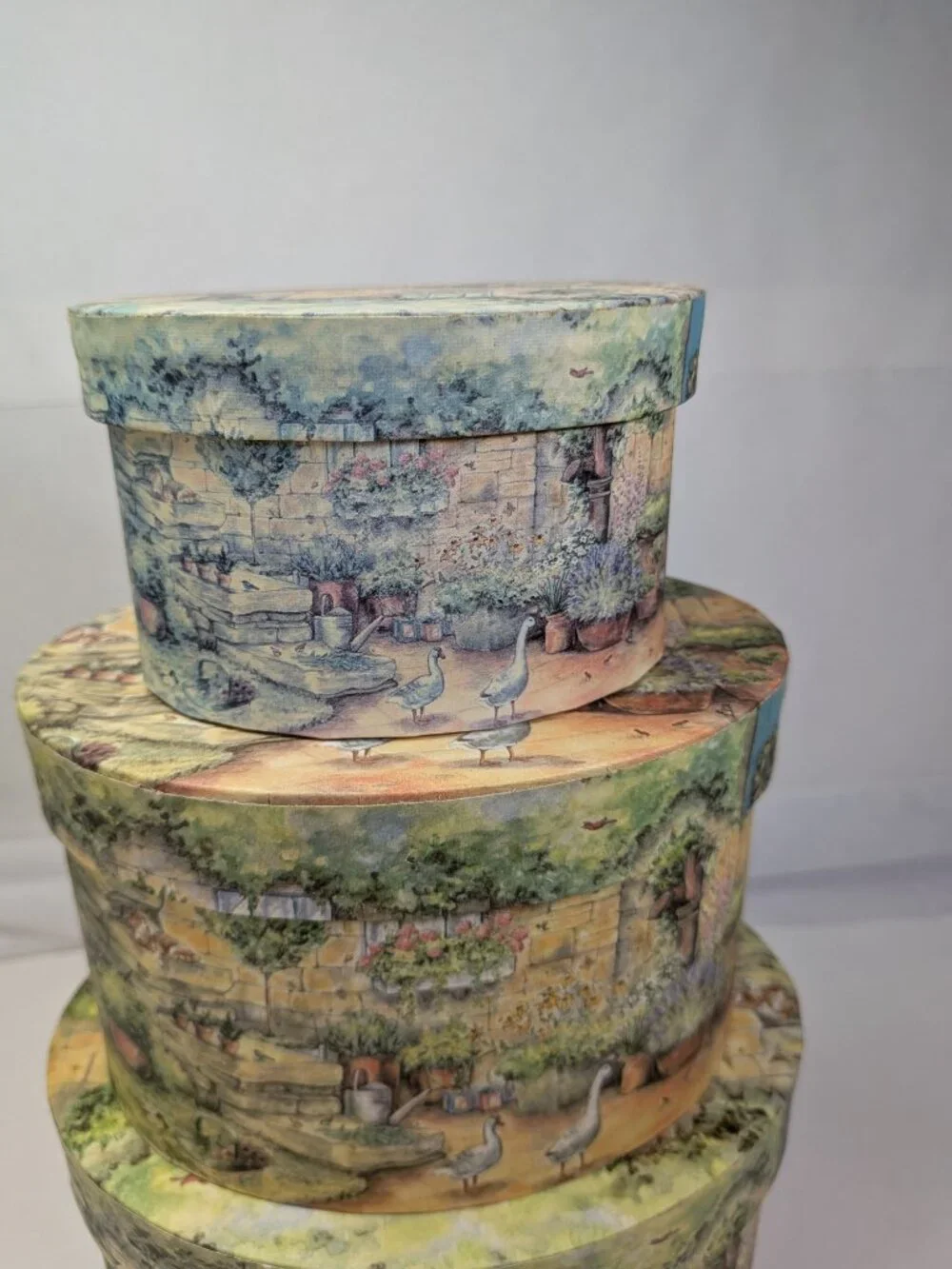 Vintage Bobs Boxes Cottage Garden Nesting Oval Box Set Sherri Buck Baldwin Lang